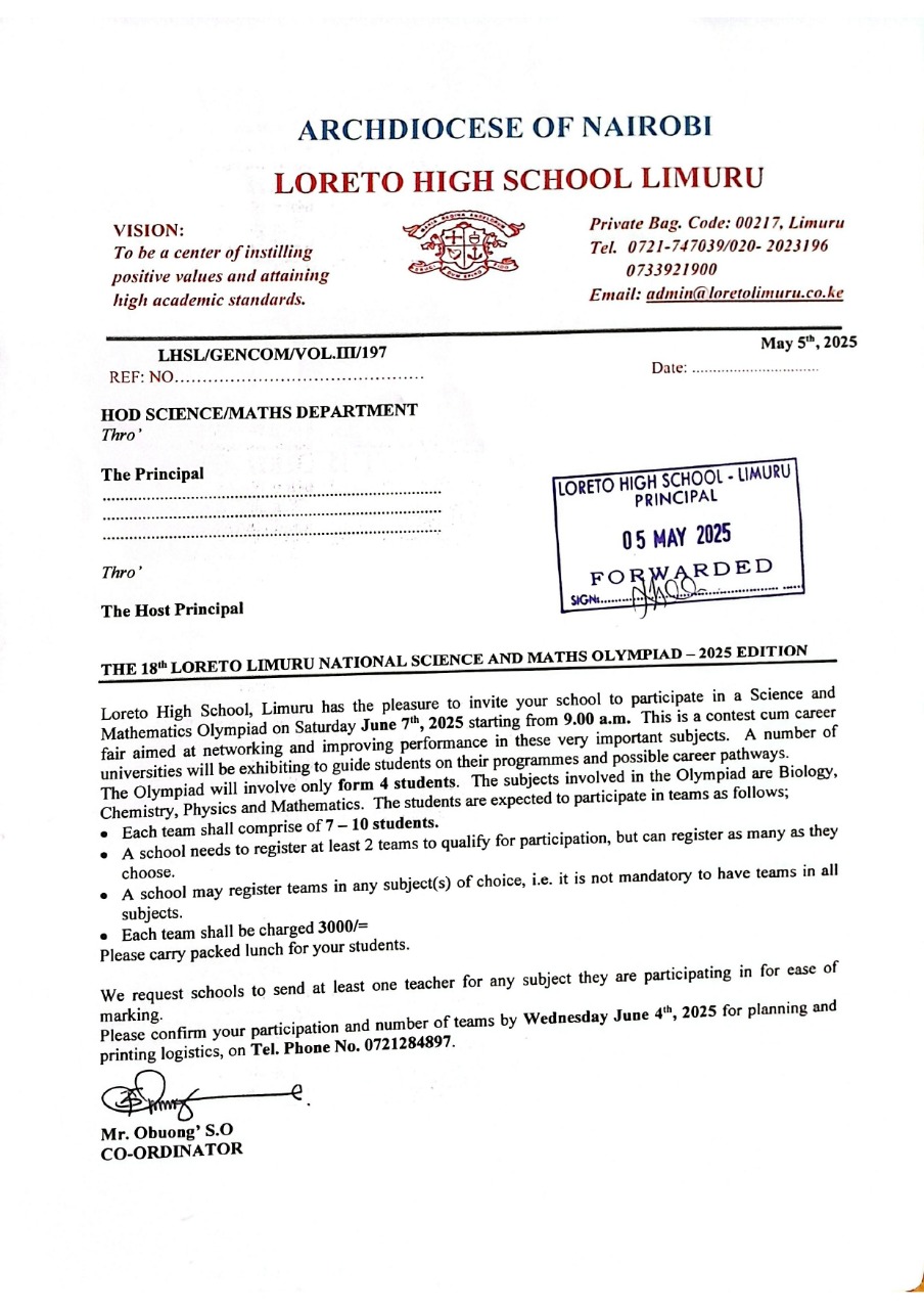 Loreto Limuru Science and Maths Olympiad