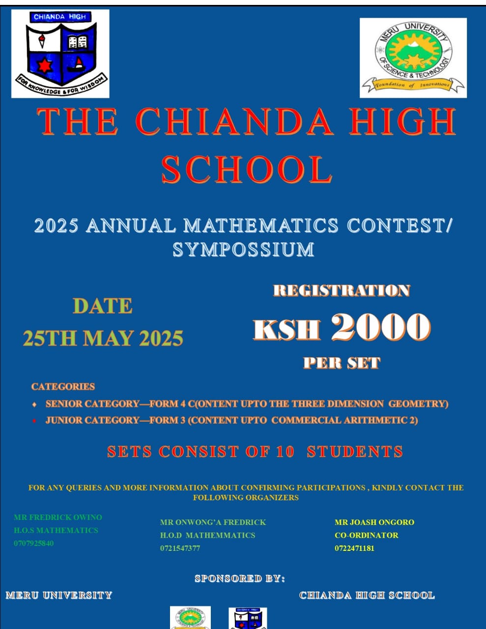 Chianda High School Annual Mathematics Contest